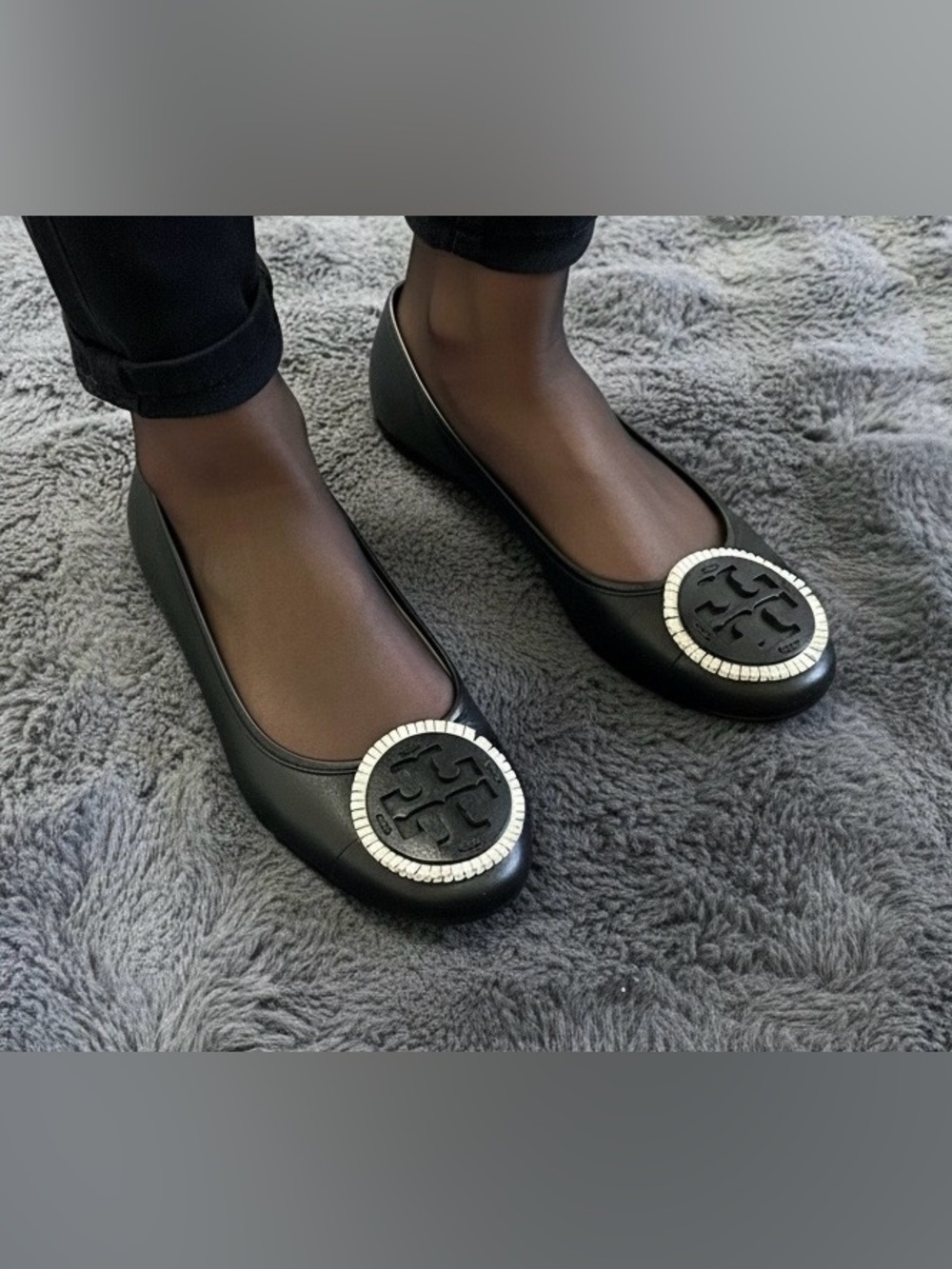 Tory Burch Women's Leather Upper & Lining Black Low Heel Pumps Size 10 M Brazil